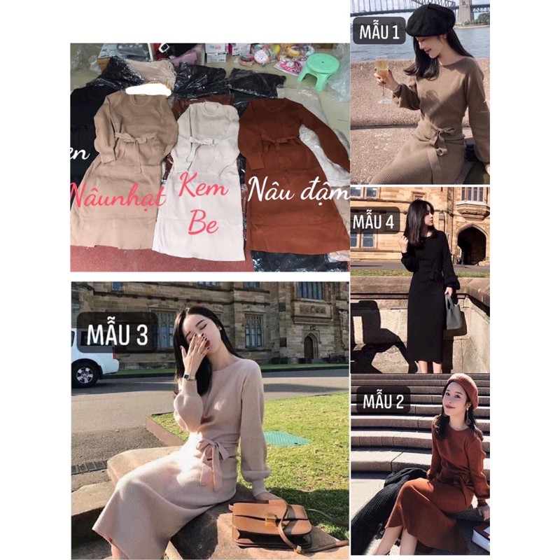 Váy len Quảng châu thắt nơ eo xinh xắn | BigBuy360 - bigbuy360.vn