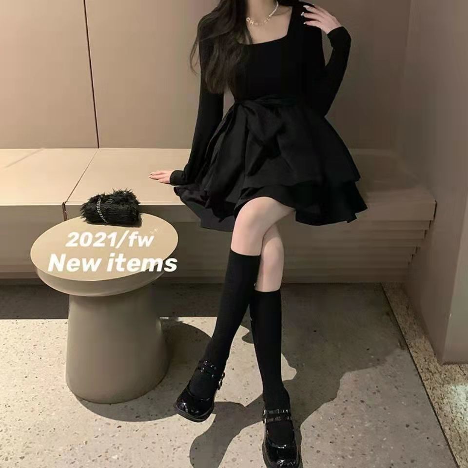 Đầm Nữ Cổ Vuông Màu Đen Phong Cách Pháp Thời Trang Quyến Rũ.váy kiểu pháp.váy đầm dự tiệc.váy đen