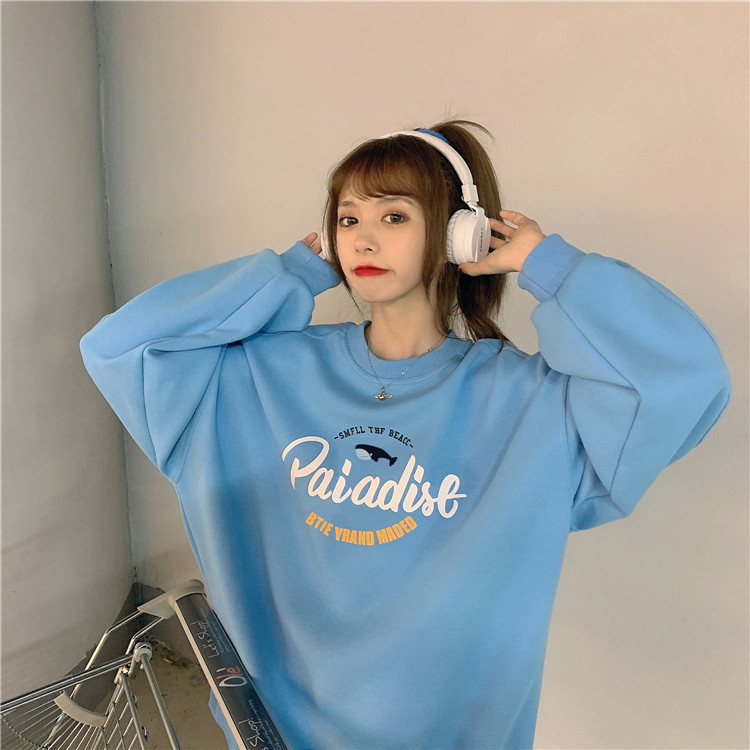 NRVP Áo Sweater Dáng Rộng Họa Tiết Chữ In Thời Trang Mới Cho Nữ