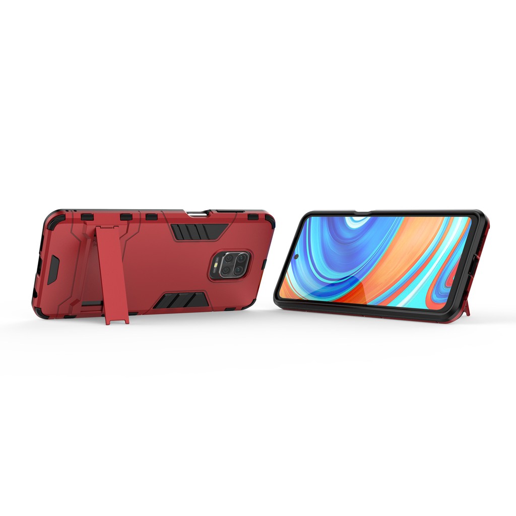 Xiaomi Redmi Note 9s note9s - Ốp lưng chống sốc iron man 2 lớp bảo vệ, bo viền máy 360 độ, chân chống lưng máy tiện lợi