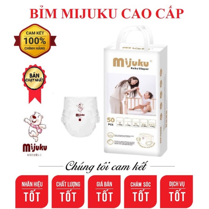 Tã Bỉm quần Mijuku Nhật cao cấp đủ size.M50_L50_XL50_XX50_XXXL50 (SIÊU MỀM )