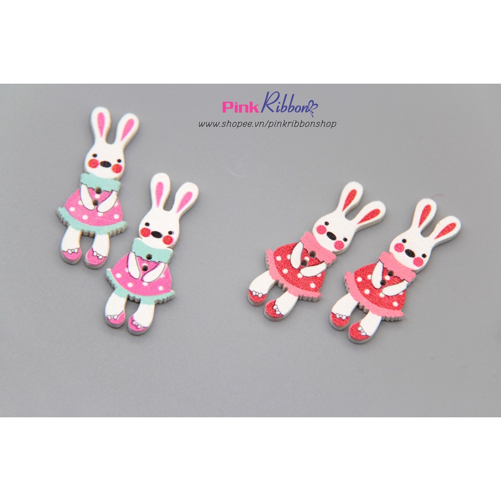 [Set 5c] Thỏ gỗ trắng cỡ 4cm x 1.7cm