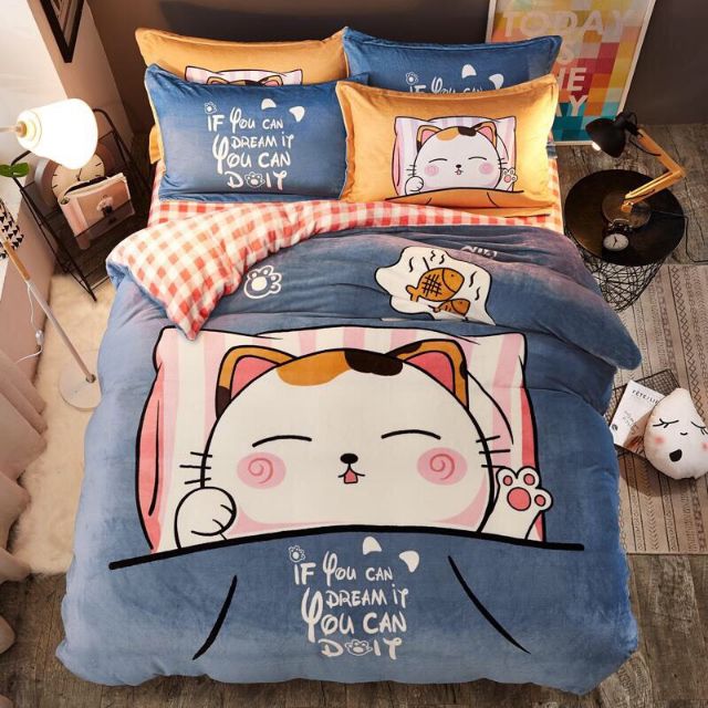 [GIÁ SỐC] trọn bộ chăn ga gối nỉ nhung 3D mẫu mới 2019