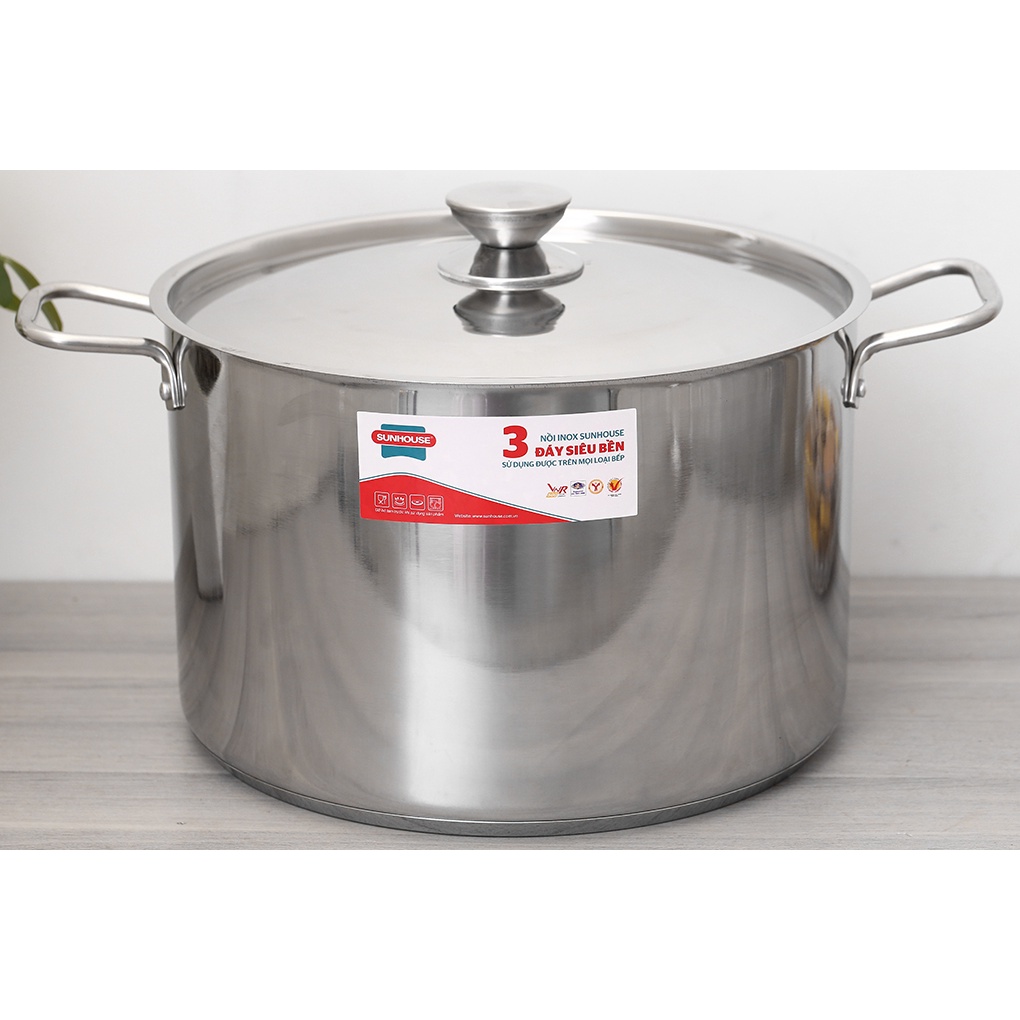 Nồi luộc gà inox 3 đáy Sunhouse SHG300, Size 30cm, 32cm