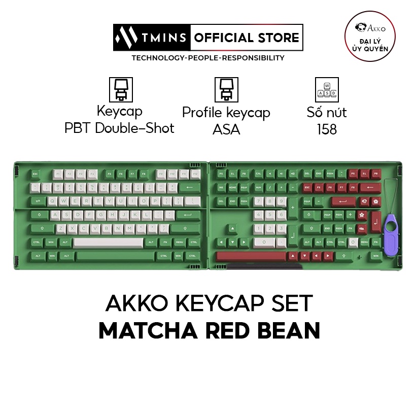 Set keycap AKKO Matcha Red Bean (PBT Double-Shot/ASA profile/158 nút)