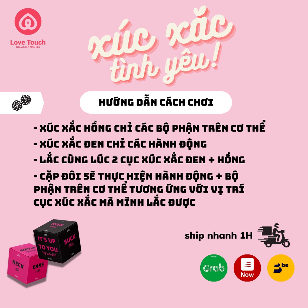 Bộ 2 xúc xắc dạo đầu LOVE TOUCH cho các cặp đôi đang yêu nhau