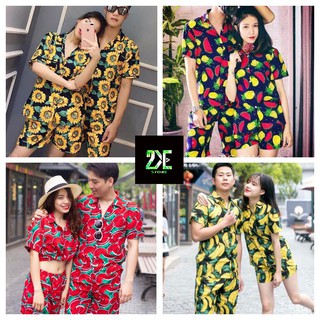 [HÀNG SẴN] Đồ bộ đi biển nhóm, gia đình, có size từ 7kg-100kg, chất kate thái đẹp