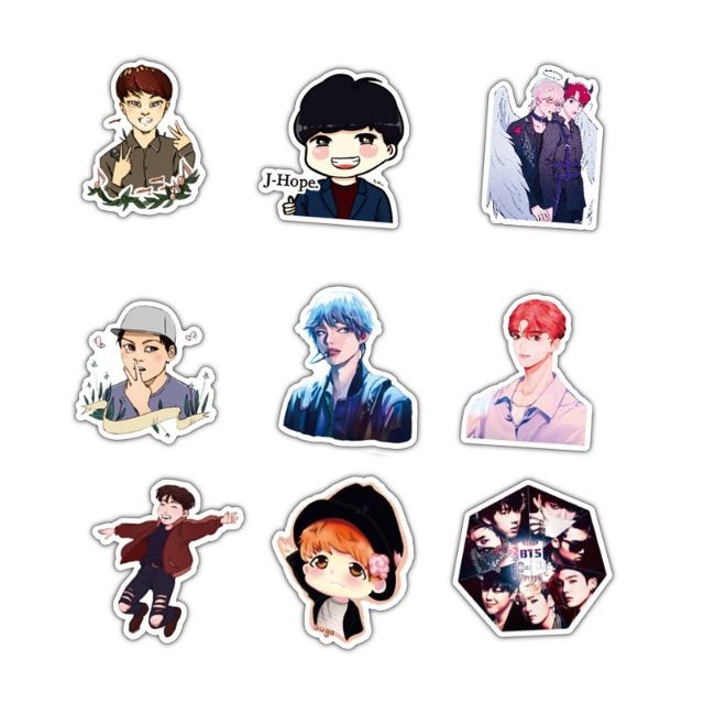 50 Sticker BTS, hình dán BTS mẫu mới dùng dán laptop, nón bảo hiểm, sổ tay...