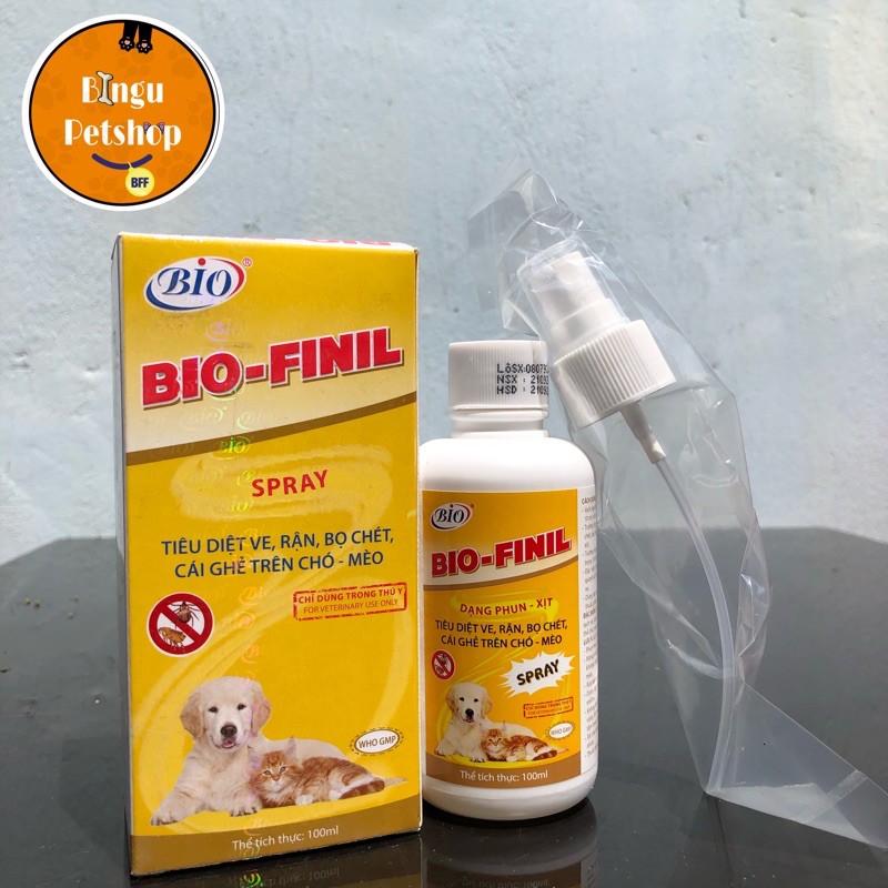 [HÌNH TỰ CHỤP] CHAI XỊT DIỆT VE RẬN BỌ CHÉT CHO CHÓ MÈO THÚ CƯNG PET Bio Finil chai 100ml