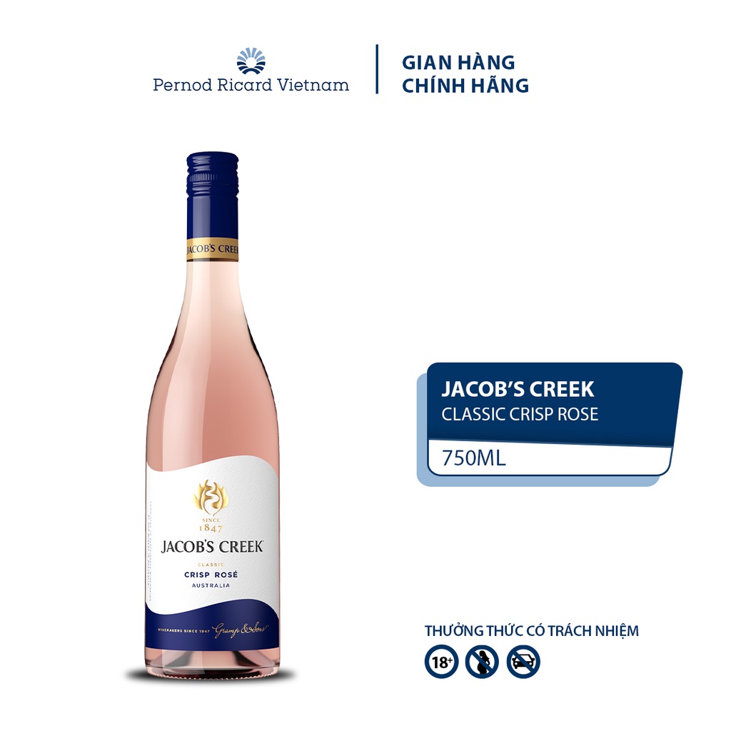 Rượu Vang Hồng Jacob's Creek Classic Crisp Rosé nồng độ Alc 12.5% 750ml Không Kèm Hộp