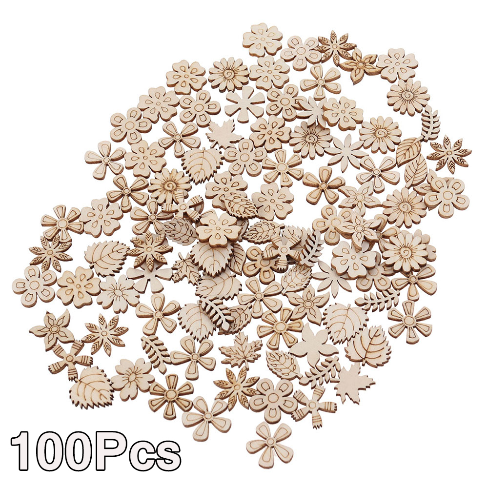 100 Mảnh gỗ hình tròn 20mm dùng để trang trí