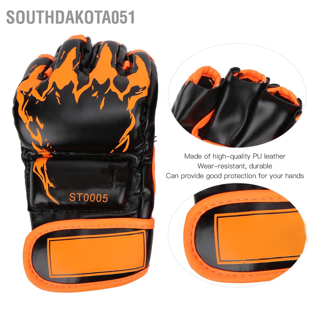 Găng tay đấm bốc hở ngón cao cấp Bằng Da PU - Thiết bị đấm bốc dành cho boxing, mma, đối kháng, sparring, trainning Chuyên Nghiệp