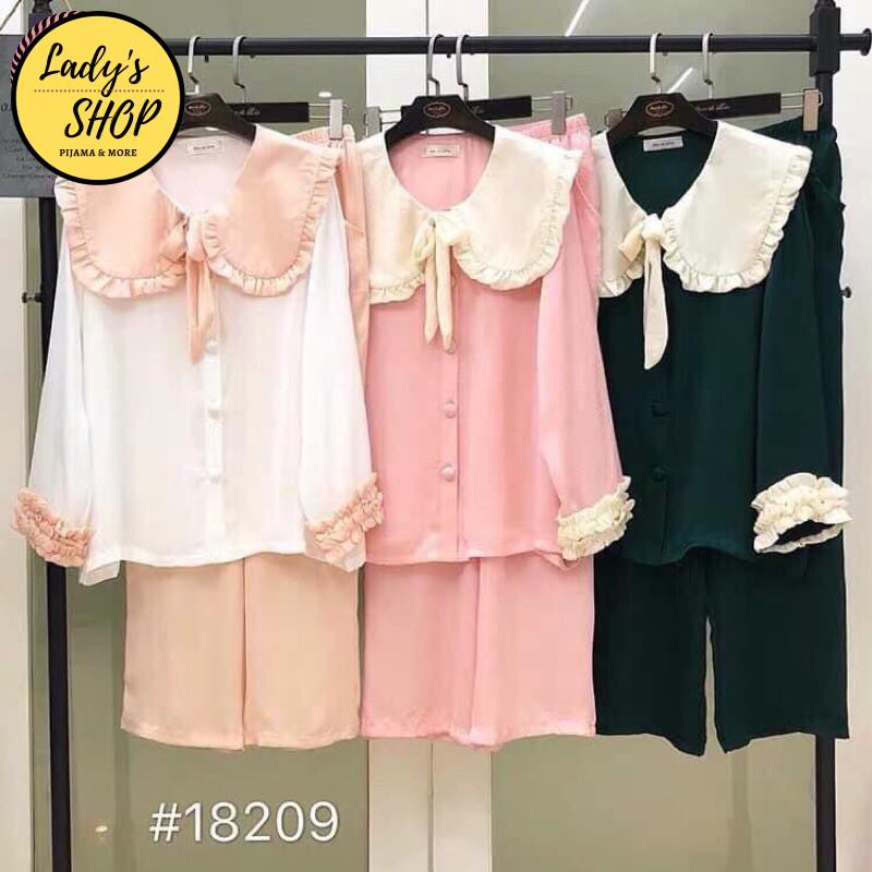 Bộ Lụa Pijama Tay Dài Họa Tiết - Hàng Chuẩn Đẹp | BigBuy360 - bigbuy360.vn