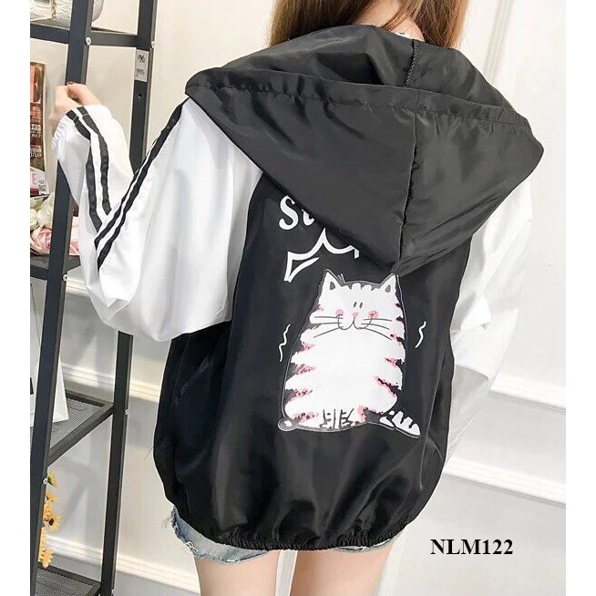 Áo khoác dù mèo ú mê ngủ so-cute khoát nữ | BigBuy360 - bigbuy360.vn