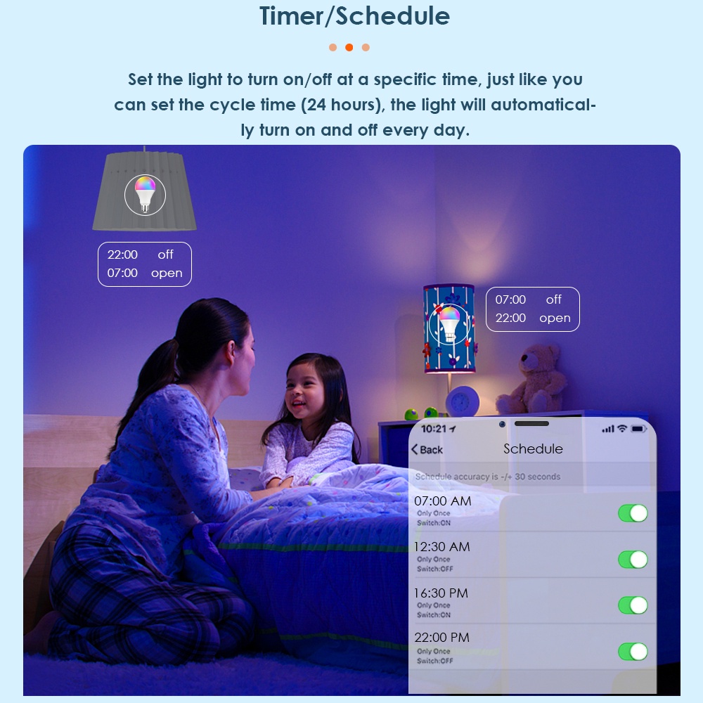 GOOGLE Bóng Đèn LED Thông Minh 15E / 9W TUYA WiFi E27 RGBCW Điều Khiển Bằng Giọng Nói 100-240V