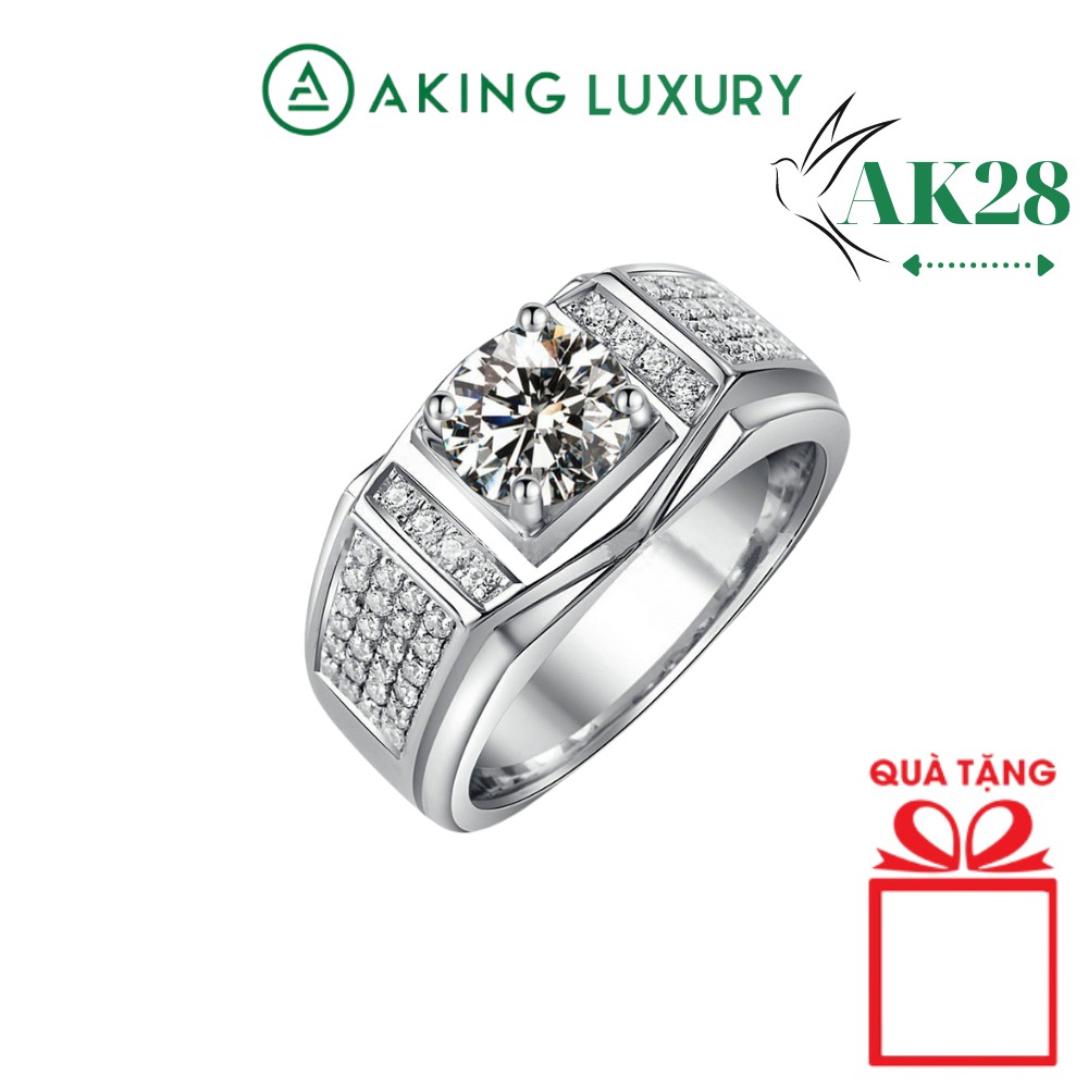 Nhẫn bạc nam  AKING LUXURY AK28 cao cấp, Nhẫn nam đính hôn phong cách sang trọng, lịch lãm