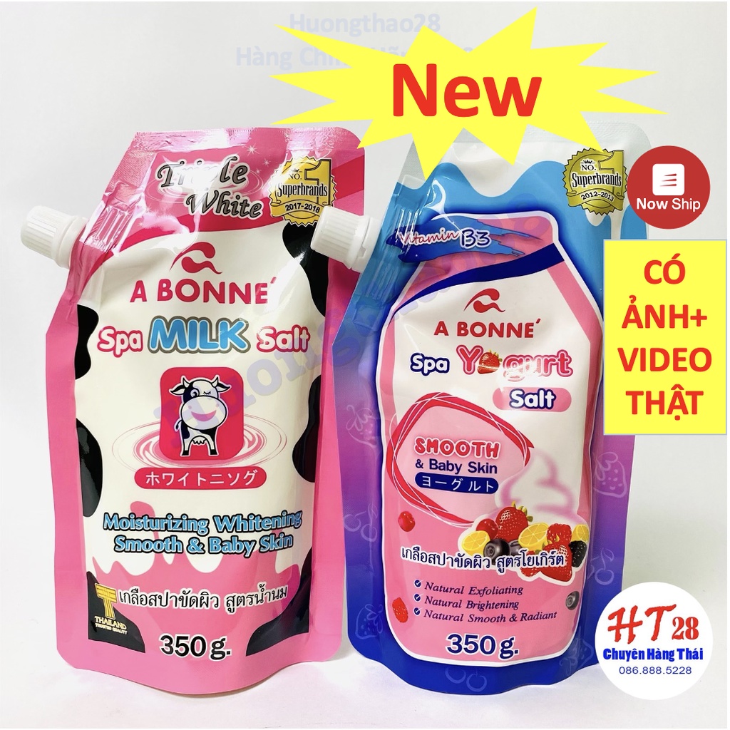 Muối Tắm Sữa Bò Tẩy Tế Bào Chết A Bonne Spa Milk Salt 350g, Muối Tắm Thái Lan - Huongthao28 - ST29