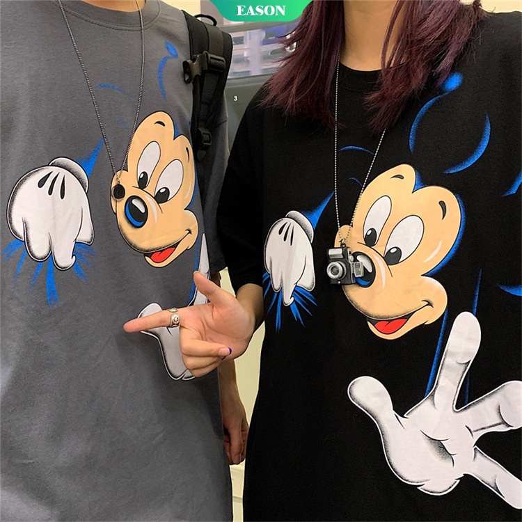 Áo Thun Tay Ngắn Dáng Rộng In Hình Mickey Hoạt Hình Phong Cách Hàn Quốc Thời Trang Mùa Hè Cho Nữ
