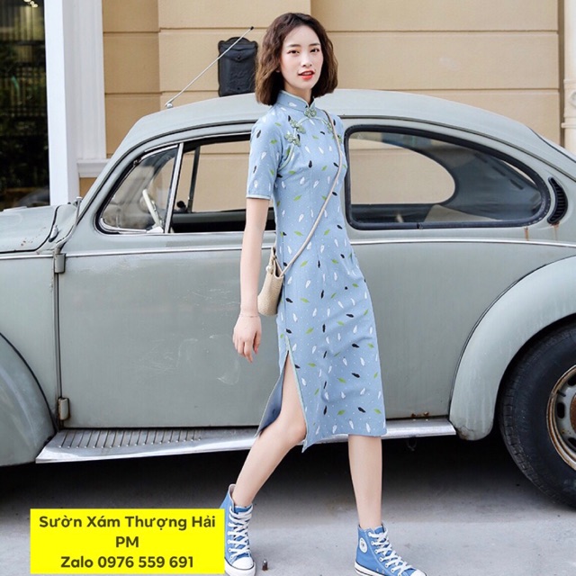 Sườn Xám Thượng Hải tay lỡ PMS100