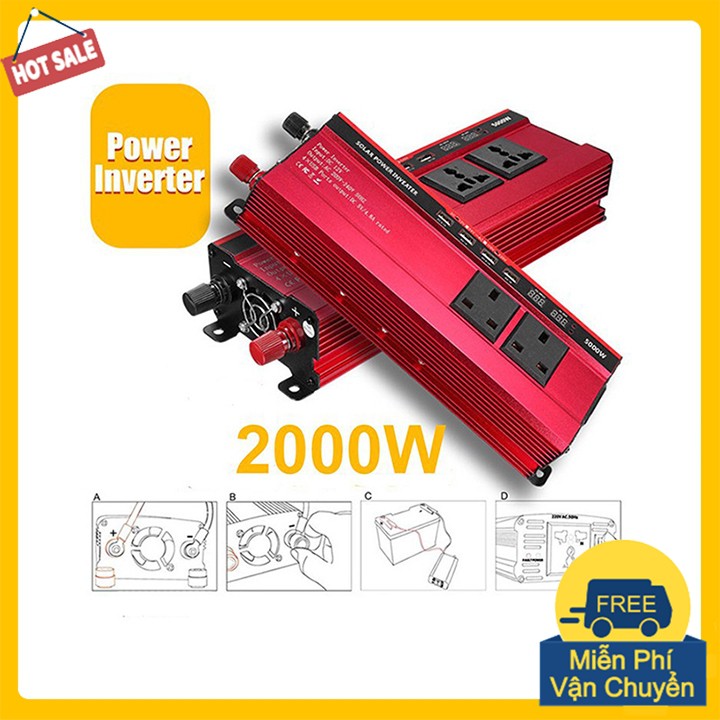 Bộ kích điện- chuyển đổi điện 12V thành 220V-2000W
