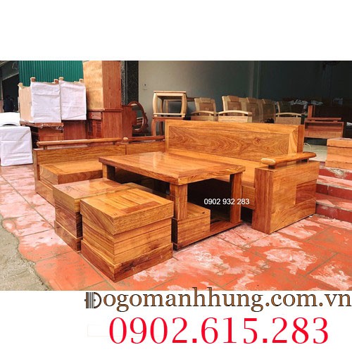 Sofa gỗ góc gỗ hương kích thước 2,1m x 1,7m mẫu sofa phòng khách hiện đại