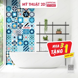 Decal gạch bông Mua 3 Tặng 1, dán bếp dán tường màu Color Blue, kt 120x60cm/set