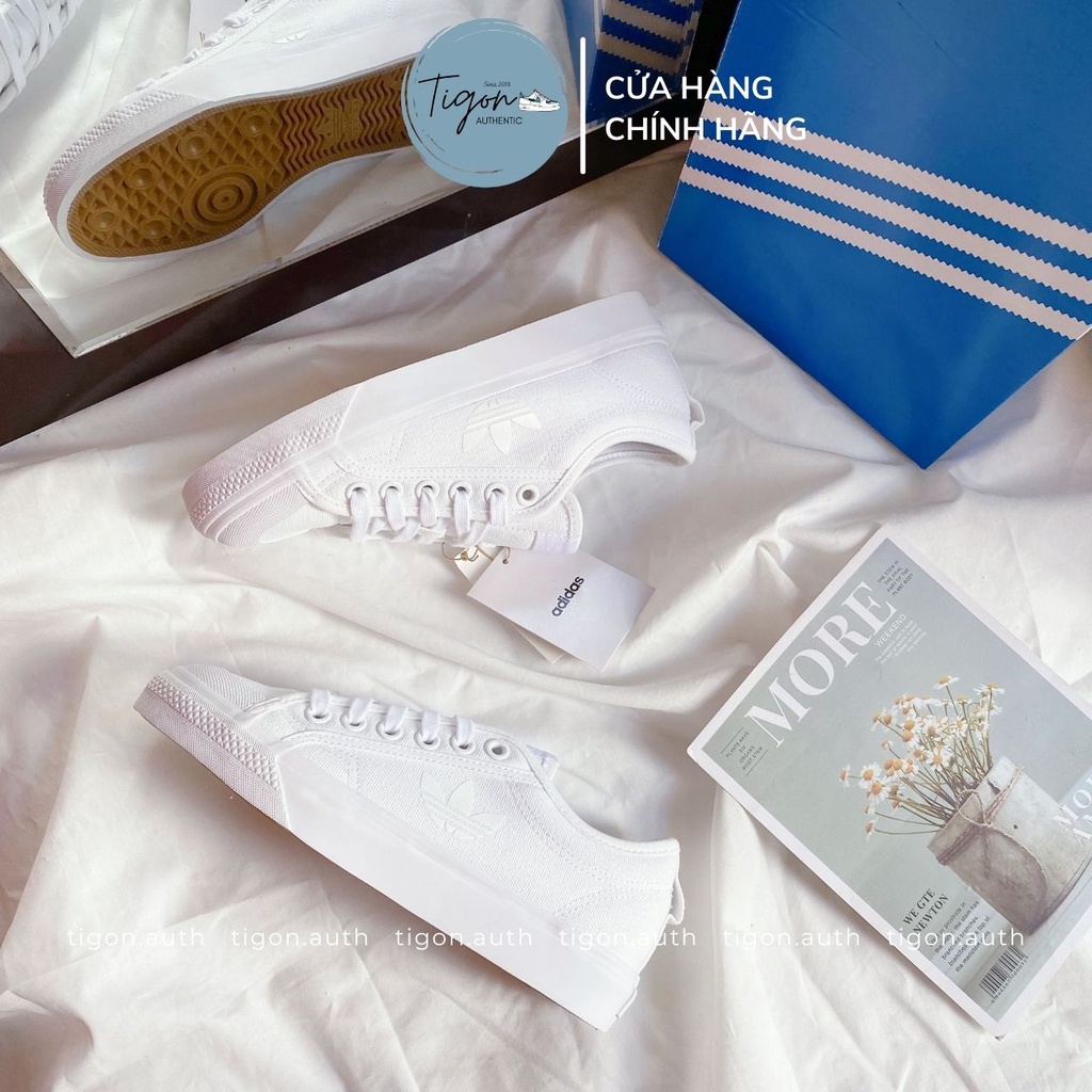 Giày Thể Thao Trắng Adidas Chính Hãng,  Giày Thể Thao Nữ Adidas Nizza Trefoil