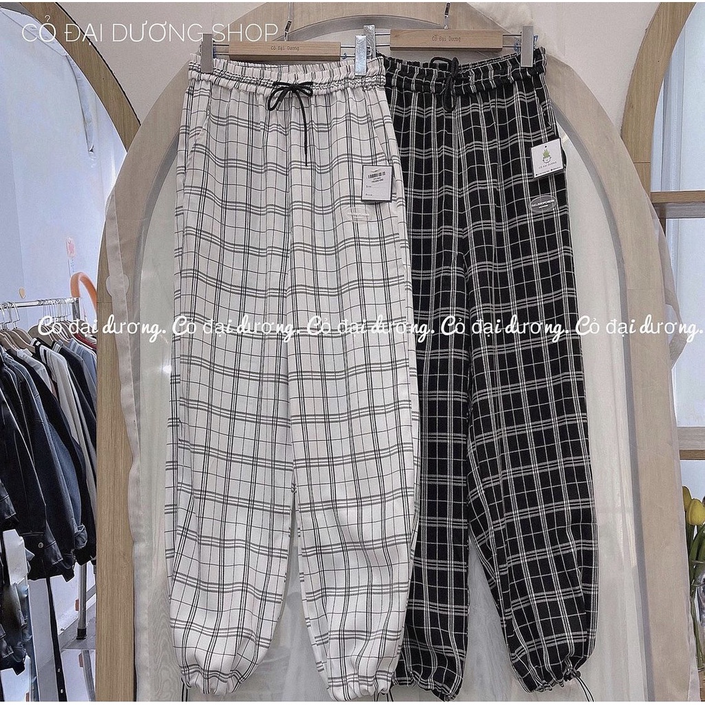 Quần kẻ caro cực nét phom dáng rộng