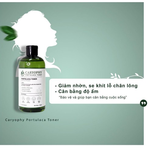 Combo Toner giảm mụn thâm từ rau má Caryophy Portulaca Toner 300ml + Serum mờ thâm Caryophy Portulaca Ampoule 10ml