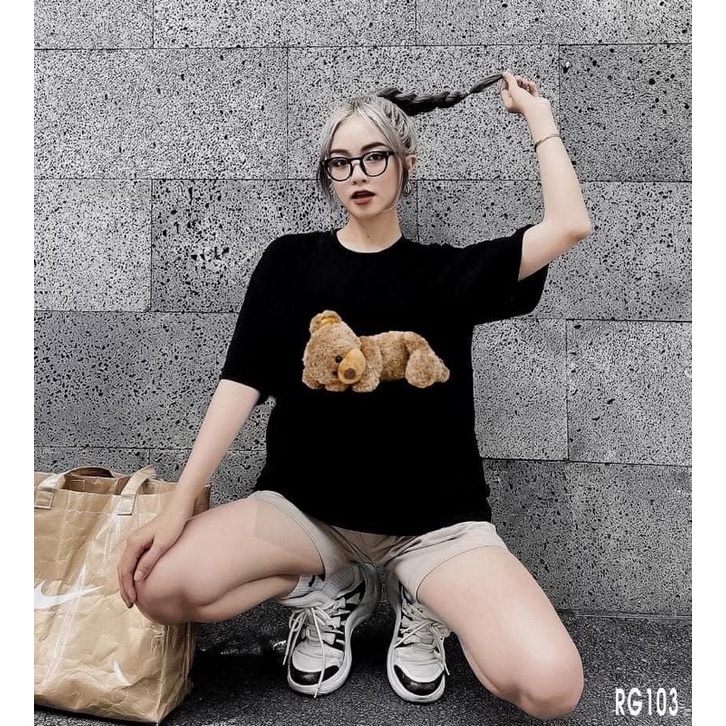 Áo Thun Nam Nữ In Hình Gấu Teddy Nằm Chất Liệu Cotton Thoáng Mát Co Dãn 4C - AC140