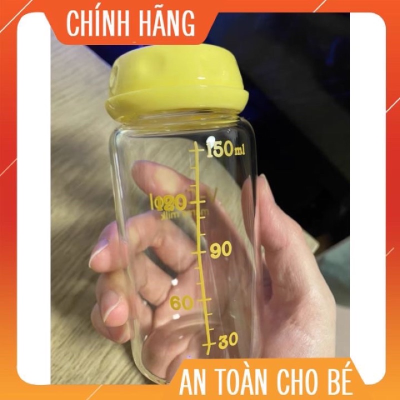 (Có sẵn, rẻ nhất) Bình trữ sữa thuỷ tinh V-Coool 150ml cổ hẹp bảo quản sữa an toàn cho bé, lắp vừa Medela...
