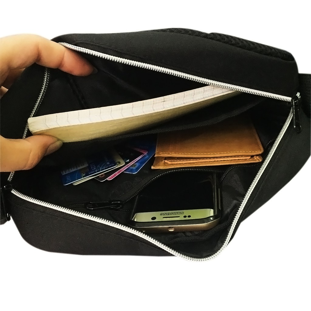 Túi đeo chéo nam nữ đi học đi chơi vải bố chống thấm size 27cm vừa tập sách vở đồ dùng cá nhân với nhiều ngăn đựng