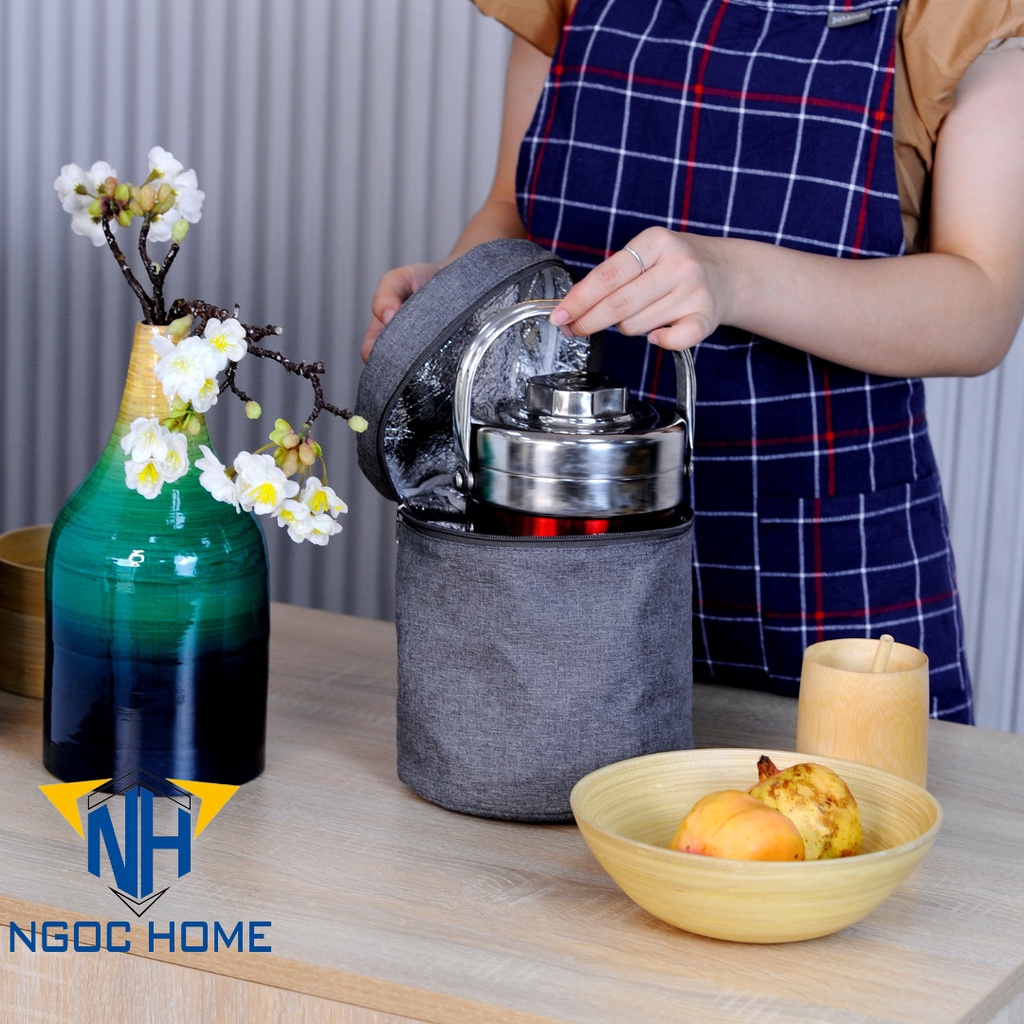 Túi vải giữ nhiệt NGỌC HOME túi đựng hộp cơm đa năng có quai xách