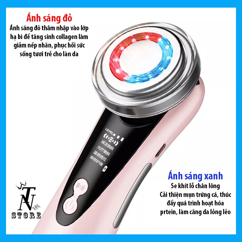 Máy đẩy tinh chất điện di nóng lạnh, massage mặt, nâng cơ, dưỡng trắng, tái tạo da