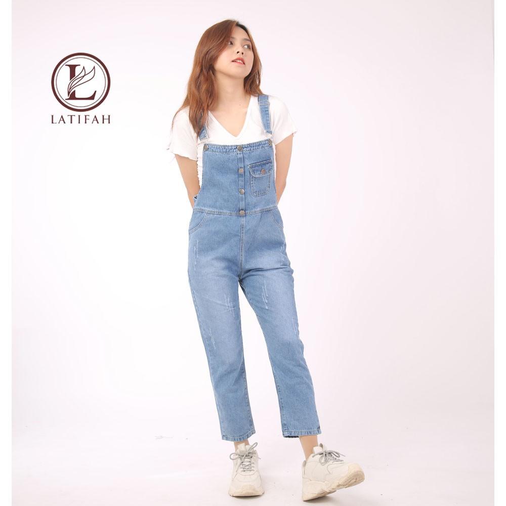 [Mã BMLTA50 giảm 50K đơn 150K] Quần yếm jean dài nữ LATIFAH 5 cúc YJ012 phong cách trẻ trung năng động
