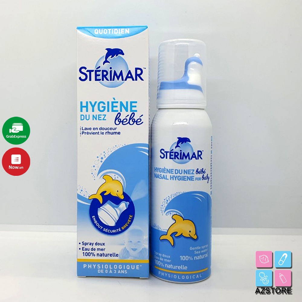 Xịt muối mũi Sterimar nước biển sâu - xịt mũi cá heo vàng, cam Sterimar pháp dùng vệ sinh cho bé