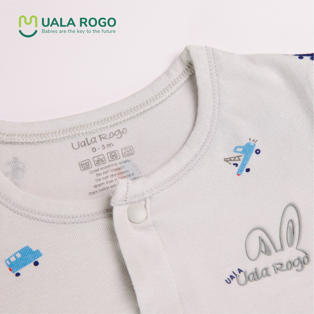 Body dài tay sơ sinh bé trai bé gái Uala Rogo họa tiết chất petit và sợi tre (UR2223/UR2033/UR2019)