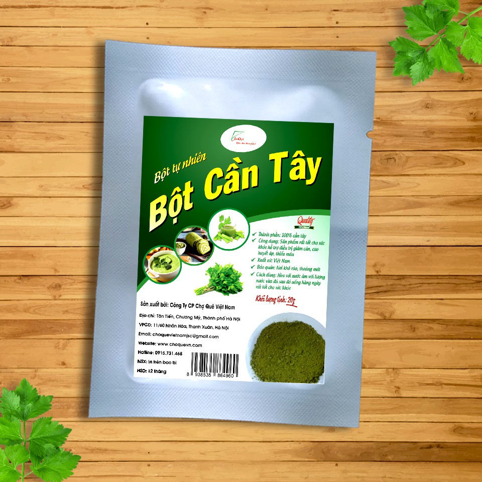 Bột Cần Tây Nguyên Chất Sấy Lạnh Chợ Quê Gói 20g