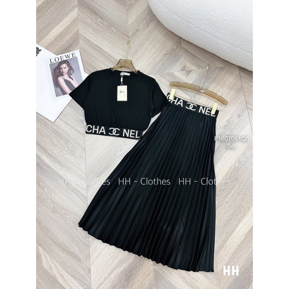 Set 2 món áo chân váy dài bo chữ!