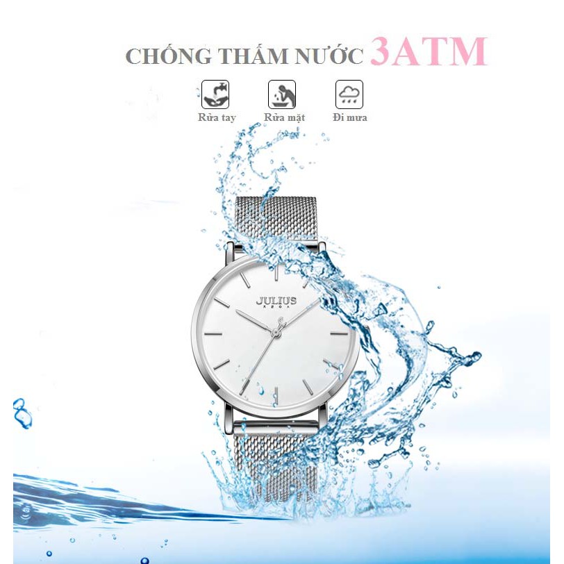 Đồng Hồ Nam JA-1164MA Julius Hàn Quốc Dây Thép (Bạc)