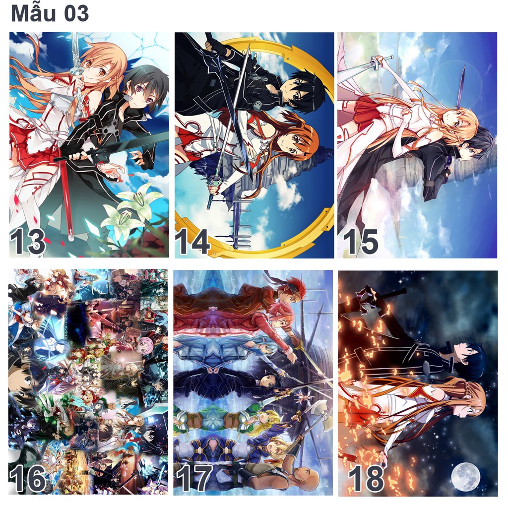 Poster/ tranh dán tường in hình anime Sword art online (nhiều mẫu)