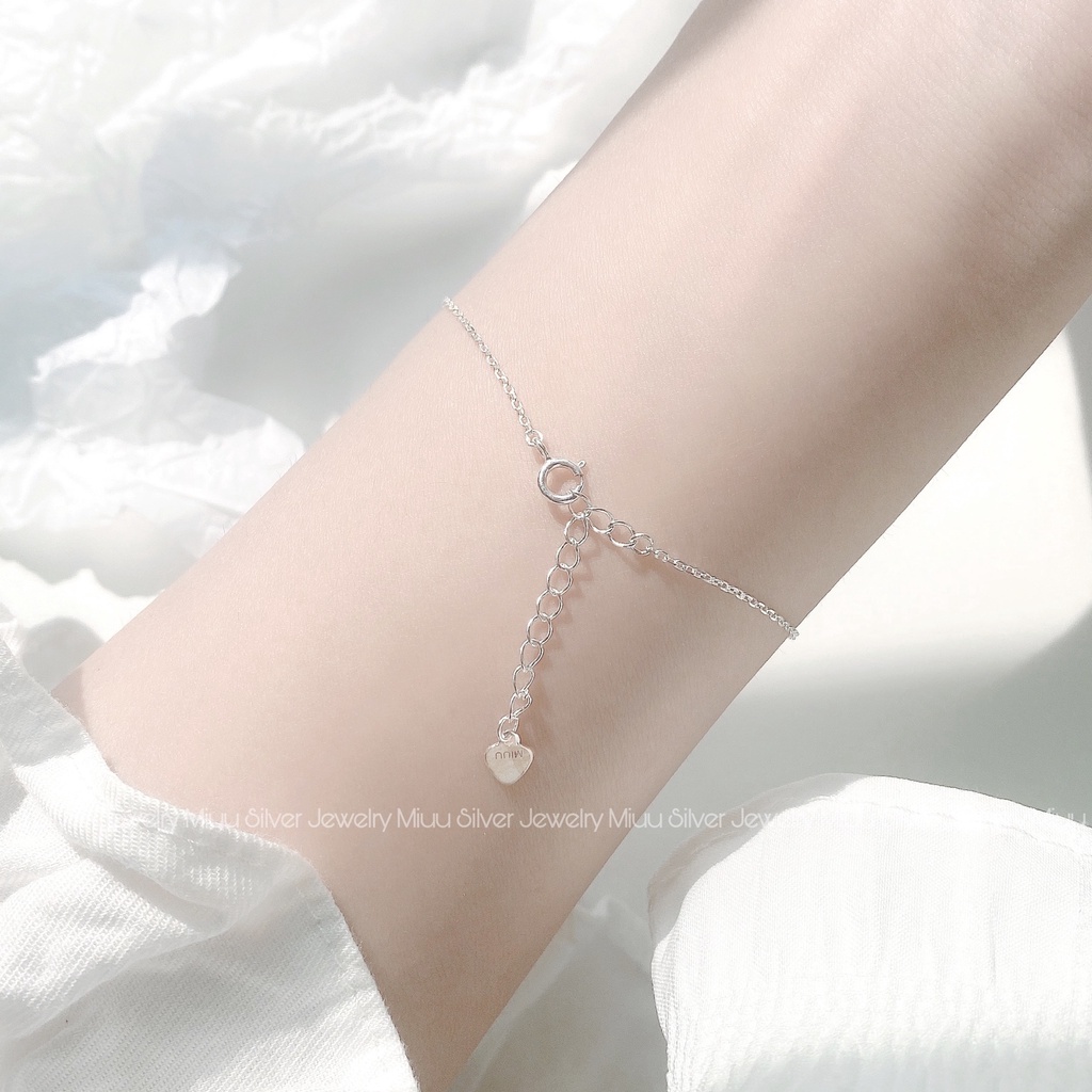 Vòng tay bạc Miuu Silver mặt trái tim trơn có thể khắc chữ theo ý muốn