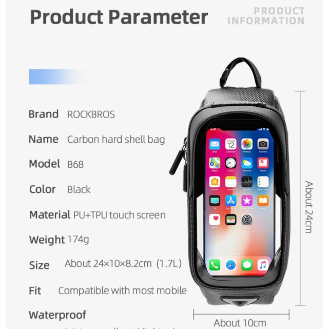Túi đựng điện thoại Rockbros 6.5 inch chống thấm nước gắn khung xe đạp