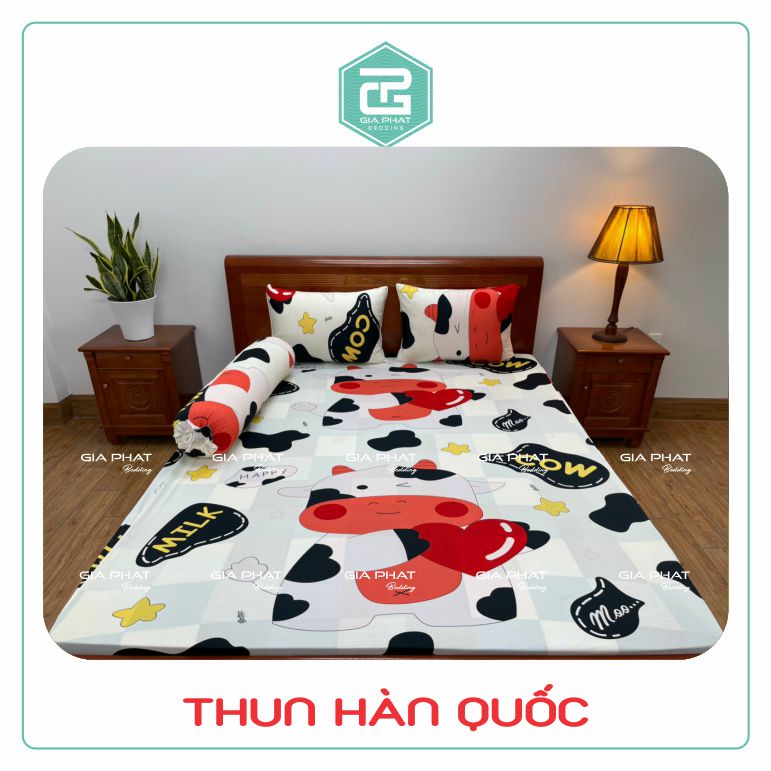 Bộ ga gối Thun Lạnh Hàn Quốc { 4 Món : 1 ga bọc + 2 vỏ gối nằm + 1 vỏ gối ôm }