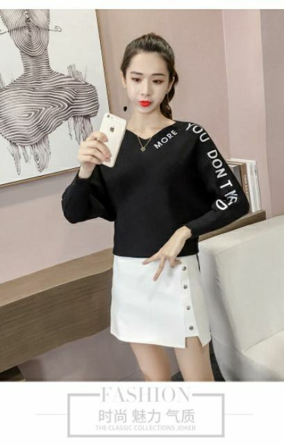Hàng nhập - Áo len nữ cánh dơi bo viền