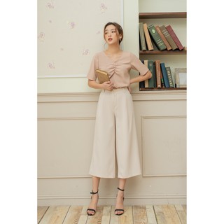 Quần culotte trơn Q010-Kem