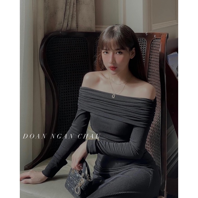 Đầm bet vai dáng dài
