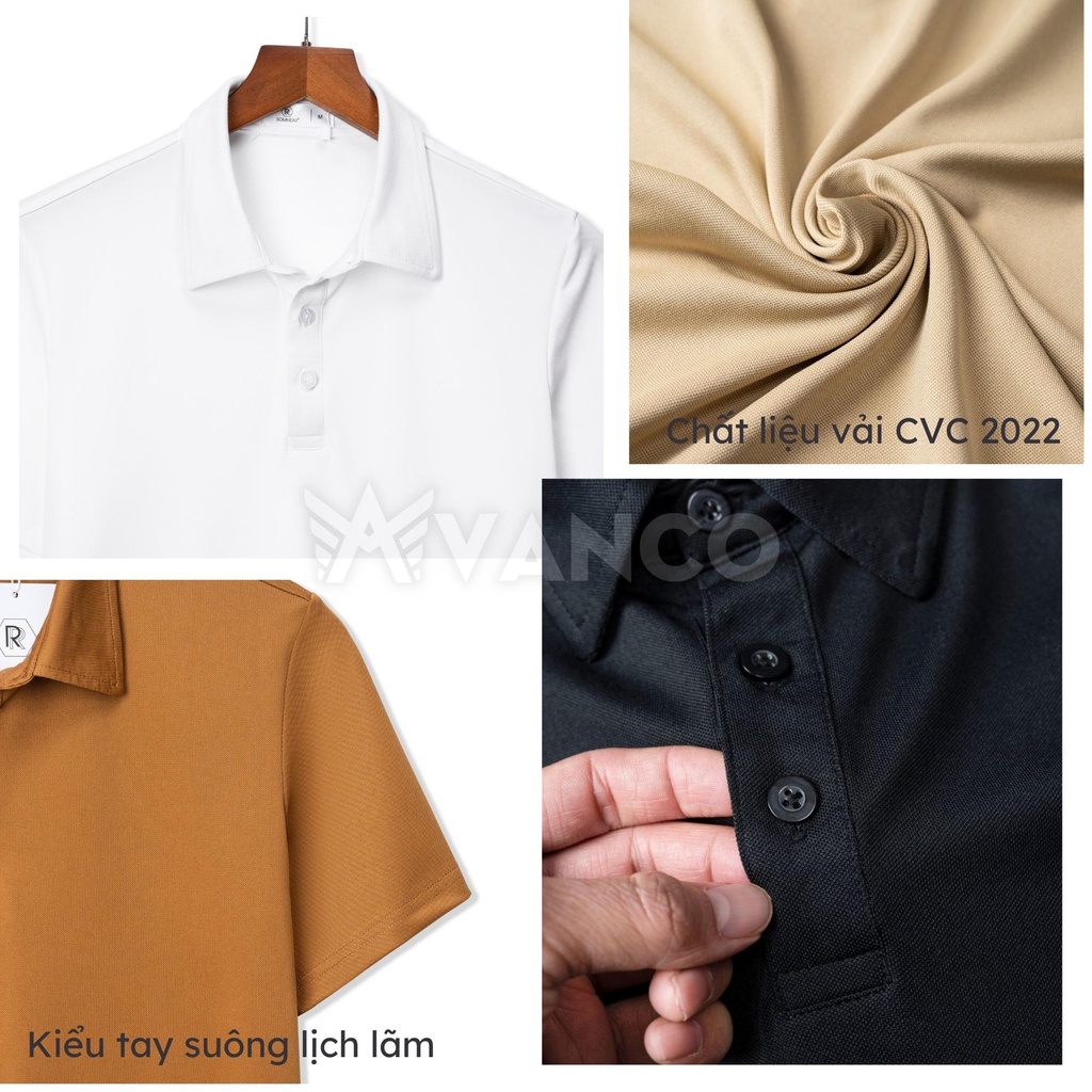 Áo polo nam có cổ đẹp cao cấp vải CVC 2022 chuẩn form dáng và thoáng mát, mẫu mới cổ điển lịch lãm AVANCO