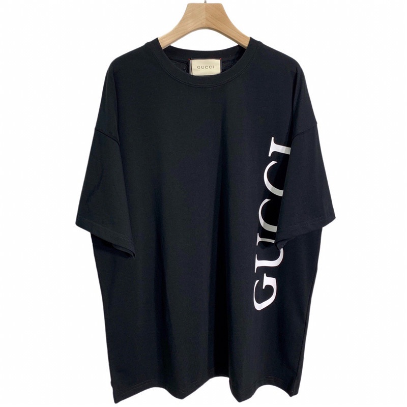 Áo Thun Tay Ngắn Cổ Tròn In Chữ Gucci Vải Cotton Thời Trang Cao Cấp Cho Nam Nữ