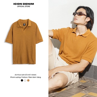 Áo Polo Nam ICON DENIM Chất Len Dáng Suông Cổ Chữ V Basic PL021001